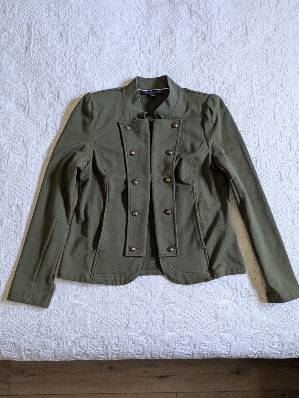 Tommy Hilfiger Olive Green Napoleon Military-Style Double-Breasted Blazer